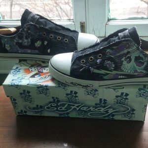 Ed hardy converse style slip ons
